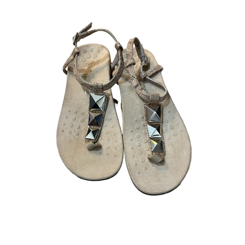 Women's Vionic Nala 340NALA Gold Cork Toe Post Sandal Ankle Strap Size 8